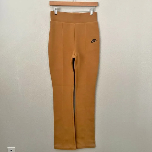 NIKE | Caramel Tan Sweatpants Trousers Flare Center Zipper Ankle | Small - Picture 1 of 7